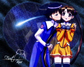 Anime couple starry space scene - a couple of anime characters free wallpaper