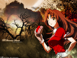 Girl autumn forest sunset anime - a girl holding free wallpaper