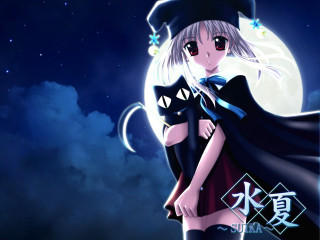 Witch girl hugging man fullmoon - a guy free wallpaper