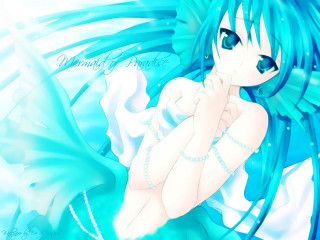 Blue haired anime girl wings - blue wing free wallpaper