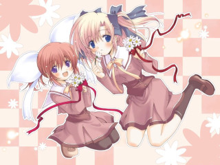 Anime girls pink hair white 9 - white wing free wallpaper