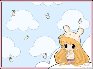 Blonde girl bunny ears sky - a cartoon girl free wallpaper