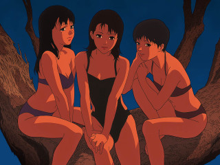 Three women sitting tree branch - three woman free wallpaper