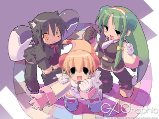 Anime girls purple background cat 2 - a group of anime girls free wallpaper for desktop