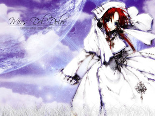 Gothic anime girl white dress - a moon free wallpaper