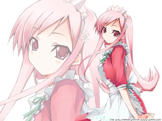 Pink haired girls maid portrait - a pink dress free wallpaper