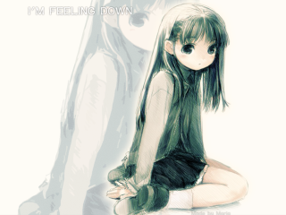 Girl sitting tilted head blush - im free wallpaper