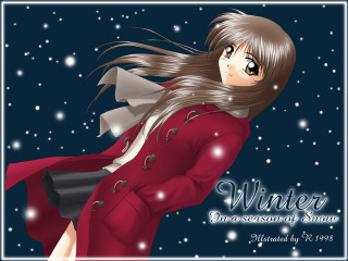 Woman red coat snow moon - a red coat free wallpaper