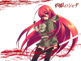 Pink haired girl blood sword - a green outfit free wallpaper