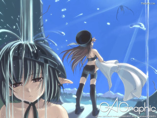 Gothic anime 2girls sky hinanawi - a sky background free wallpaper