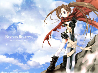 Woman longhair sword rock clouds - the background and a sky free wallpaper for desktop