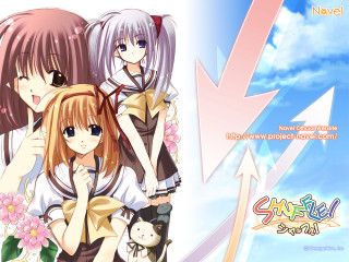 Anime girls cat flowers school - key art free wallpaper