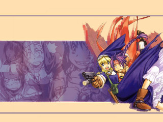 Anime gun characters purple background - a purple background behind them free wallpaper