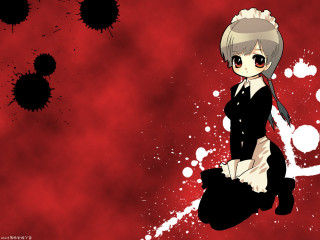 Black dress blood red background - black dot free wallpaper