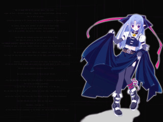Anime bluehair longskirt sword tail - dark background free wallpaper for desktop