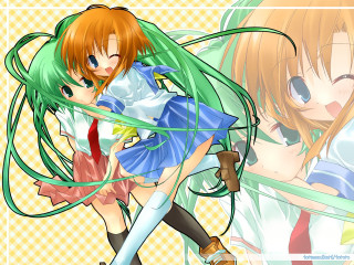 Long hair green hair sword - the other holding free wallpaper