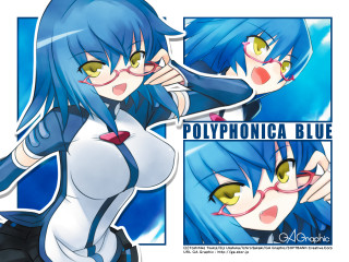Bluehair greeneyes schooluniform glasses smile - a white top free wallpaper