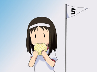 Girl eating bread flag pole - excessivism free wallpaper