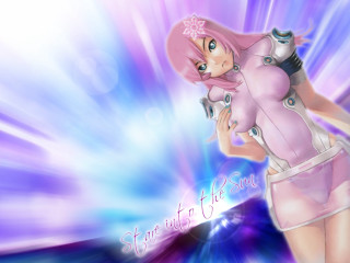 Pink dress blue purple flower - yukito kishiro free wallpaper