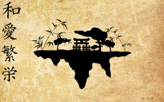 Small island pagoda bird flying - a pagoda free wallpaper