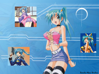 Blue haired girl pink top - a pink top free wallpaper