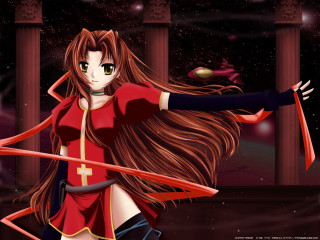 Long hair woman bow arrow - a cross free wallpaper