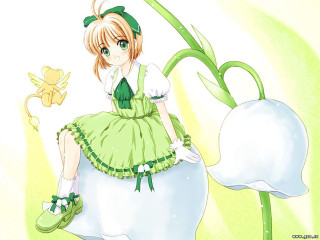 Girl green dress bow bunny - a green bow free wallpaper