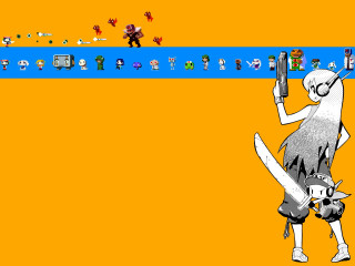 Cartoon person gun computer screen - 2 d sprite free wallpaper