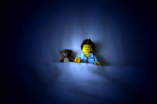 Lego man teddy bear dark - nighttime free wallpaper for desktop