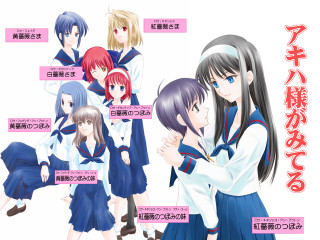 Ai mitsu anime girls school - blue dress free wallpaper