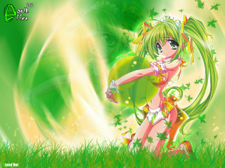 Green girl field stars bamboo - a green dress holding free wallpaper
