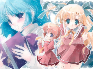 Anime girls snowy background manga - their hand free wallpaper for desktop