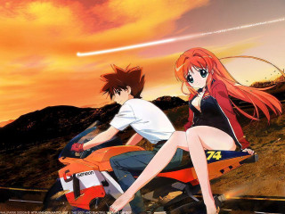 Desert motorcycle sunset anime neo - neoromanticism free wallpaper for desktop
