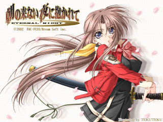 Girl long hair sword red 2 - a red scarf free wallpaper