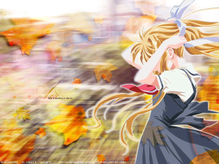 Girl long hair knife leaves - a sky in the background free wallpaper