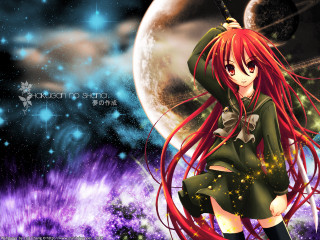 Anime girl redhair green dress - a green dress free wallpaper for desktop