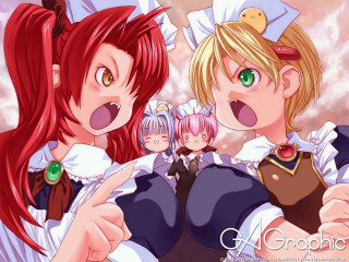 Anime girls red hair green 2 - another girl free wallpaper for desktop