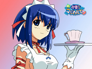 Maid bluehair cup gloves ribbon - a cup free wallpaper