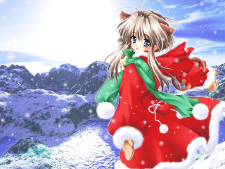 Woman red dress santa hat 3 - the snow free wallpaper for desktop