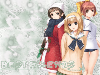 Anime girls snowflake green background - lostfish free wallpaper for desktop