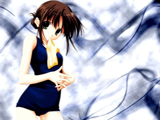 Girl blue dress yellow scarf 2 - a yellow scarf free wallpaper