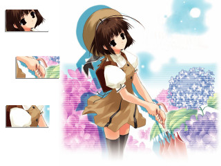 Girl brown dress flower hand - a flower free wallpaper