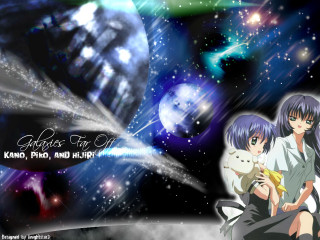 Space anime girls bunny cat - a space background free wallpaper