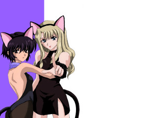 Anime girls cat ears finger - their arm free wallpaper