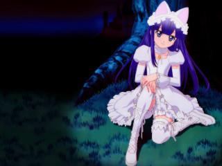 Girl white dress blue hair - a cat ear free wallpaper