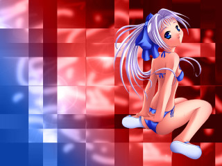Cartoon girl bikini blue red - a blue bikini free wallpaper