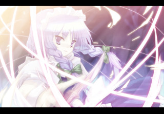 White hair bowtie purple stars - global free wallpaper