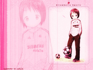 Girl soccerball pink background anime - a pink border free wallpaper