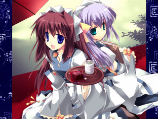 Anime girls night sky brown - a plate of food free wallpaper