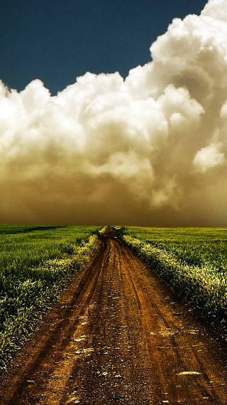 Dirt road field clouds crops - cloud above free wallpaper for mobile